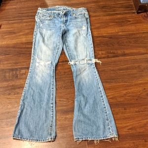 American eagle distressed flared jeans size 2 Long